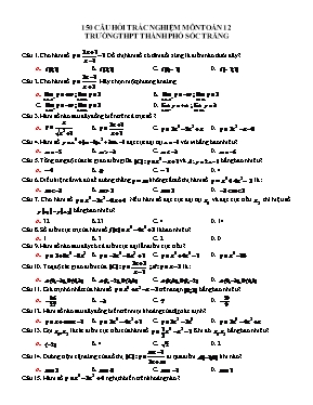 150 câu hỏi trắc nghiệm môn Toán 12